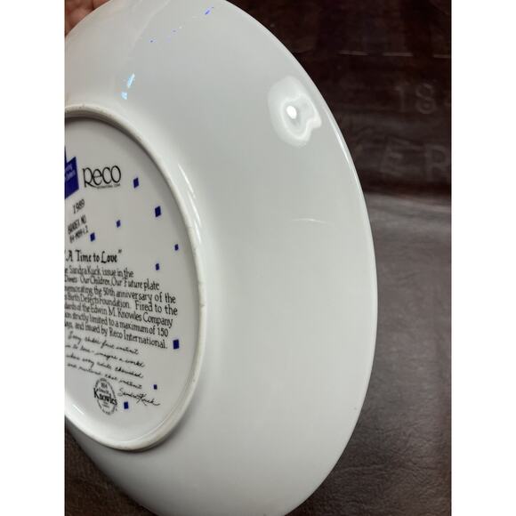 "Reco “A Time To Love" Collector Plate Sandra Kuck 1989 March of Dimes #12305C - Picture 4 of 8